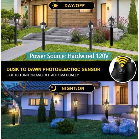 EDISHINE Outdoor Post Light Sensor – Auto On/Off At Dusk/Dawn, Weatherproof, UL Listed, Fits Most Pole Lights